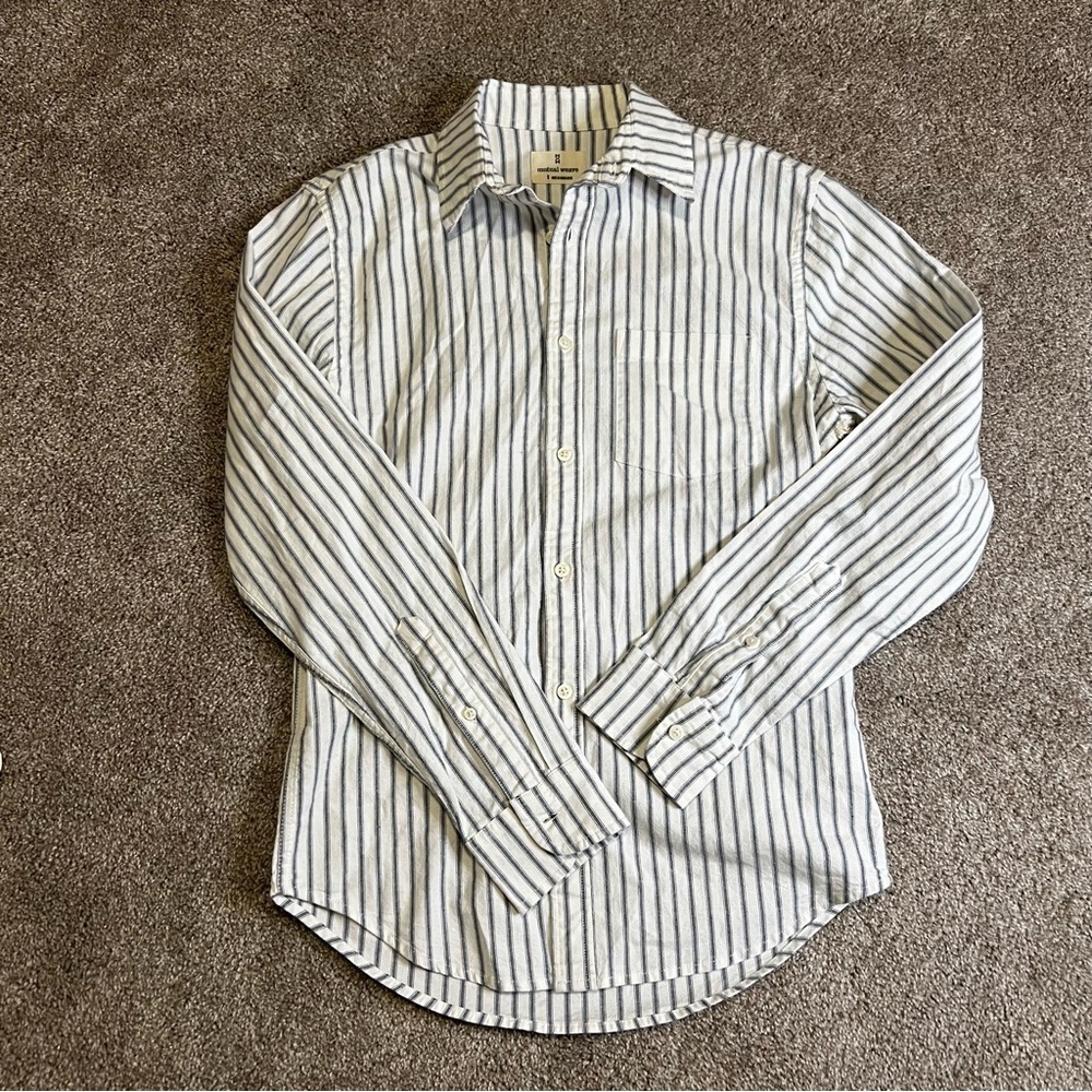 Mutual Weave Women’s Button Down Long‎ Sleeve Shirt Size Small Cotton Stripped